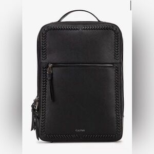 Calpak Kaya Black  15" Laptop Backpack Gunmental Trim silver zippers